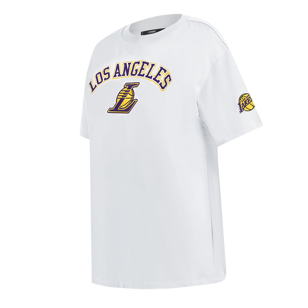 NBA LOS ANGELES LAKERS CLASSIC WIND WOMEN'S CTN BF TEE (WHITE)