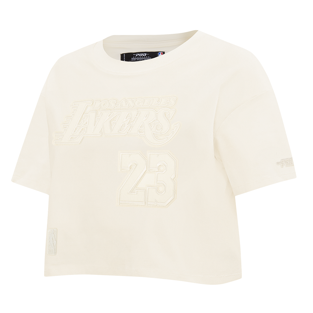 NBA LOS ANGELES LAKERS LEBRON JAMES #23 NEUTRAL PNN WOMEN'S SJ BOXY TEE (EGGSHELL)