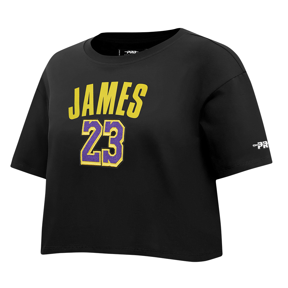 NBA LOS ANGELES LAKERS LEBRON JAMES #23 CLASSIC PNN WOMEN'S SJ BOXY TE (BLACK)