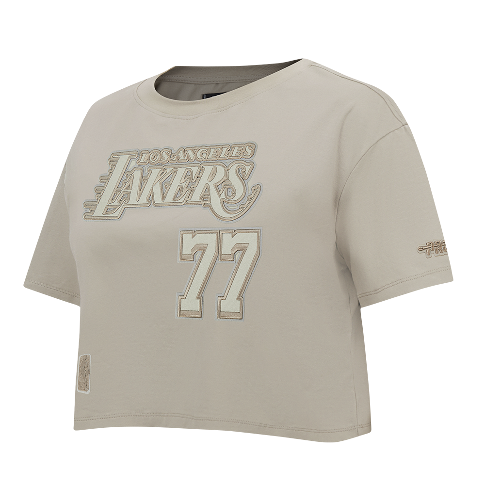 NBA LOS ANGELES LAKERS LUKA DONCIC #77 NEUTRAL PNN WOMEN'S SJ BOXY TEE (TAUPE)