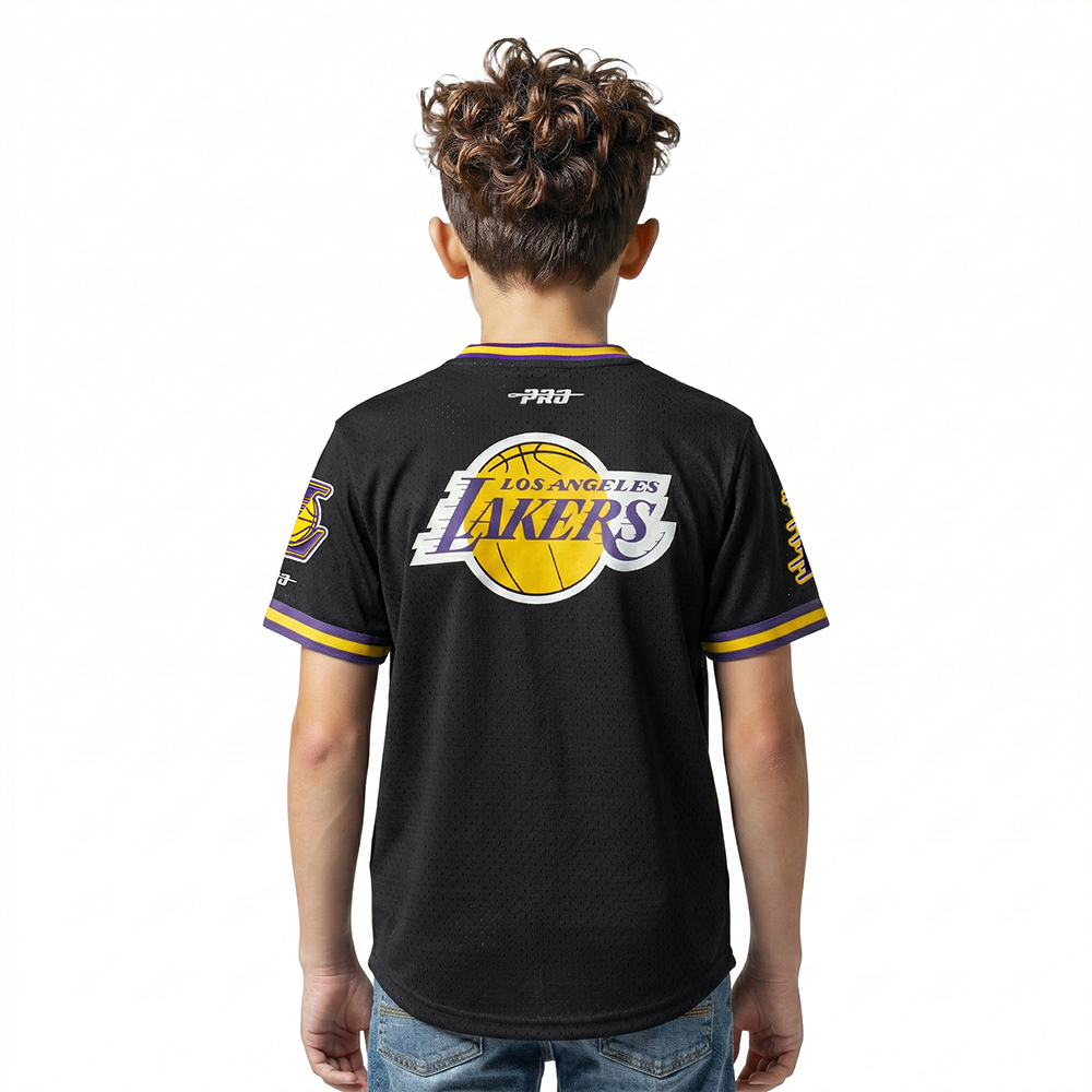 NBA LOS ANGELES LAKERS CLASSIC BIG BOYS SHORT SLEEVE MESH TEE (BLACK/PURPLE)