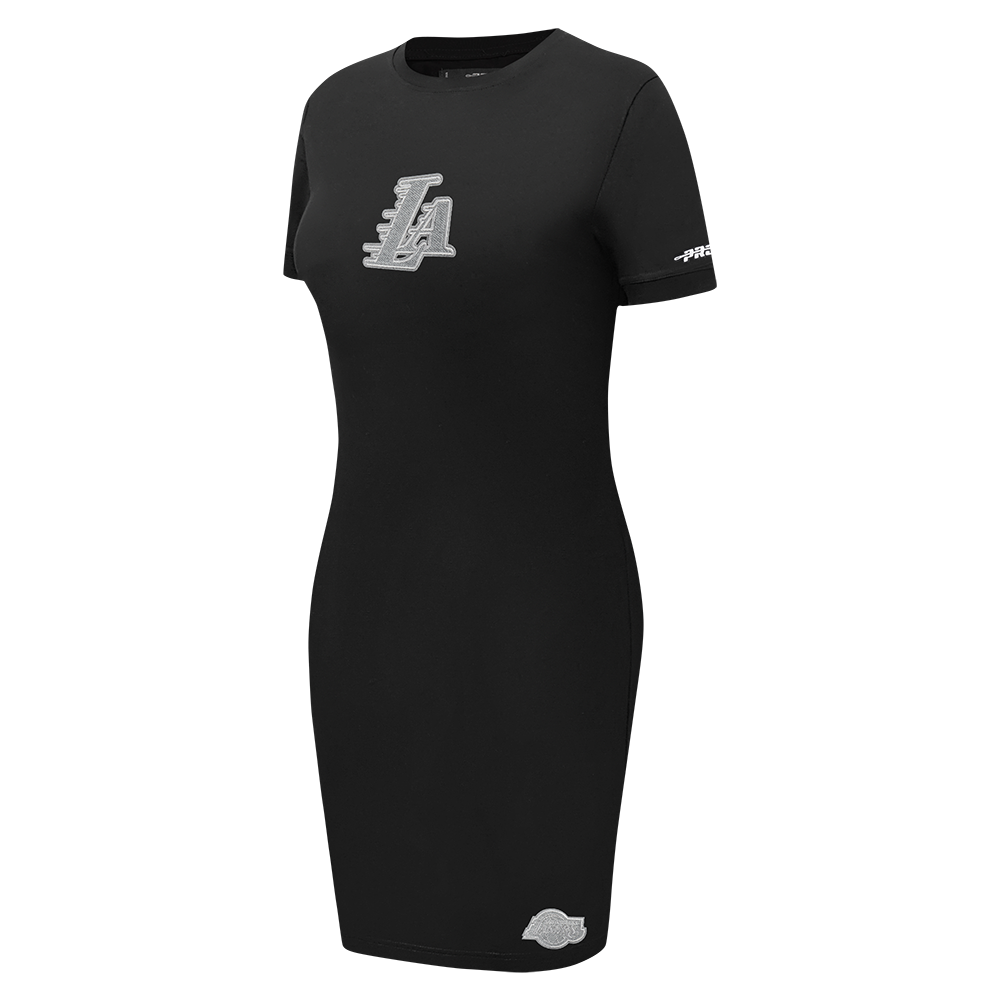 NBA LOS ANGELES LAKERS REVERSE FRENCH TERRY WOMEN'S BODYCON DRESS (BLACK)