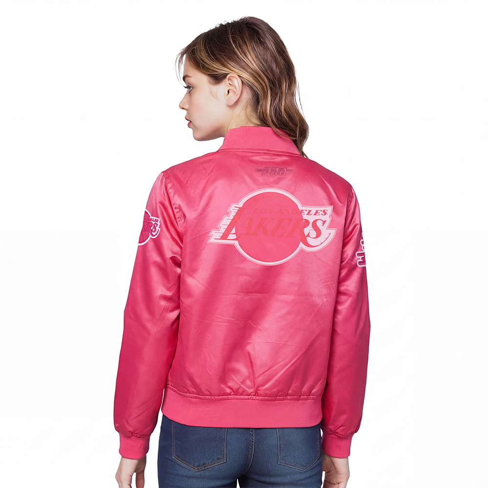 NBA LOS ANGELES LAKERS TRIPLE PINK BIG GIRLS  SATIN JACKET (BEETROOT PURPLE)