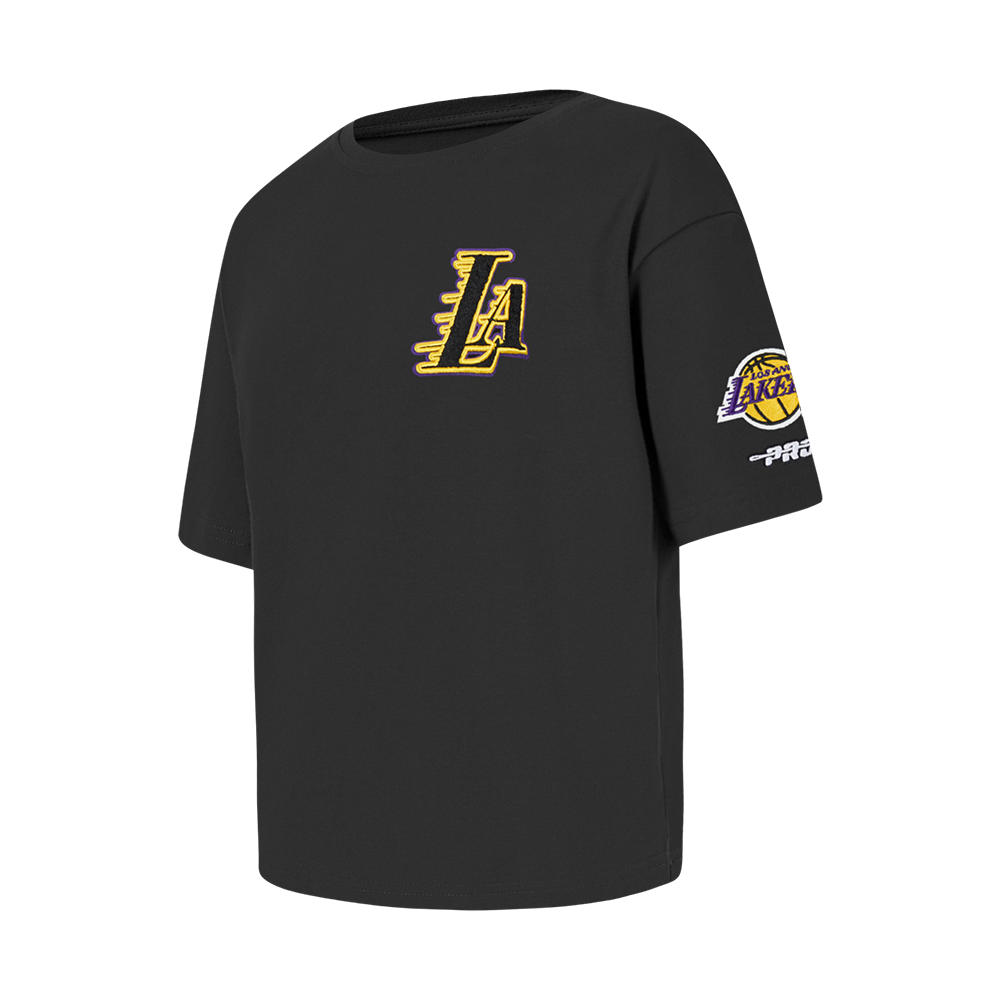 NBA LOS ANGELES LAKERS CLASSIC BIG GIRLS SHORT SLEEVE BOXY TEE (BLACK)