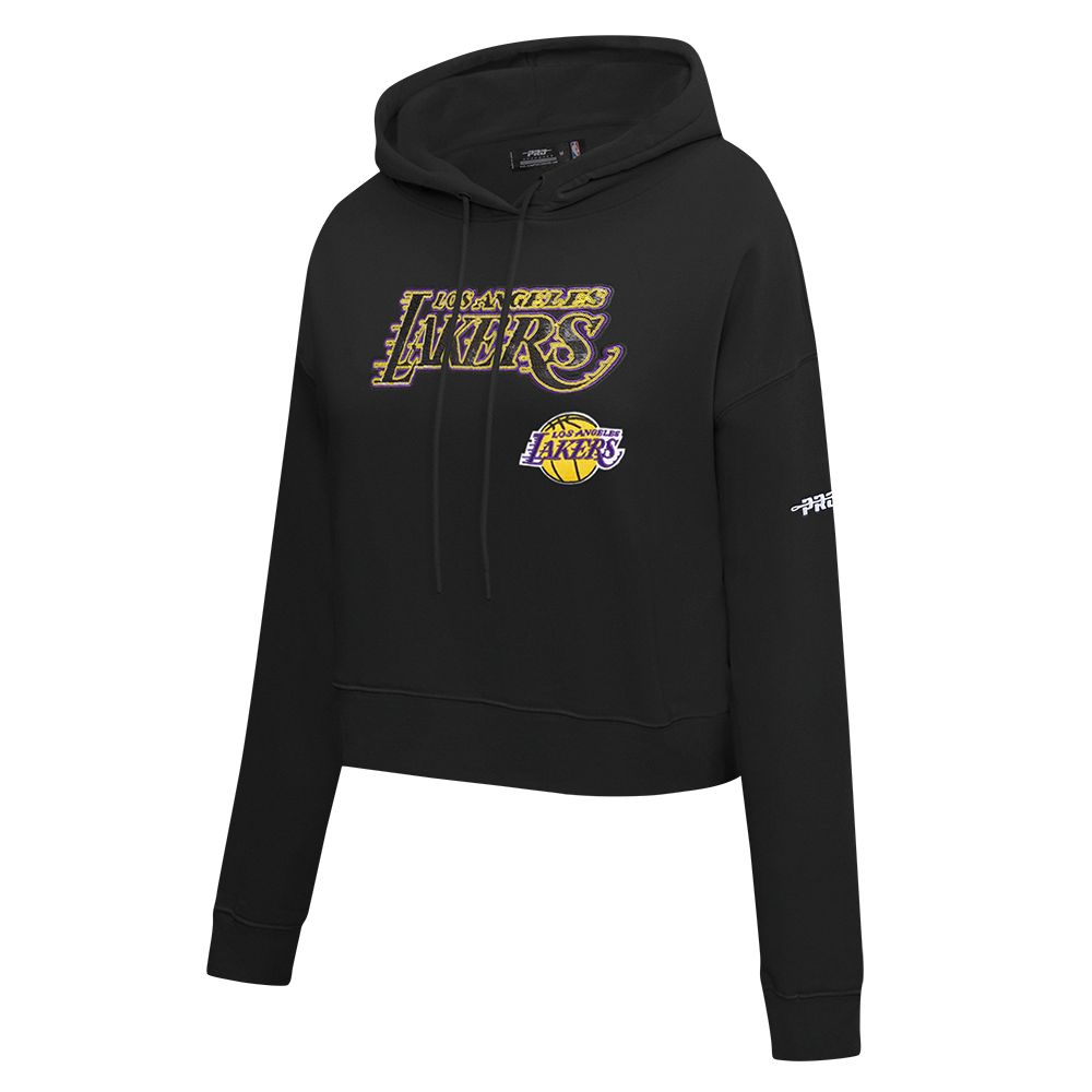 NBA LOS ANGELES LAKERS GAME DAY CLASSICS WOMEN'S DK CROPPED PO HOODIE (BLACK)