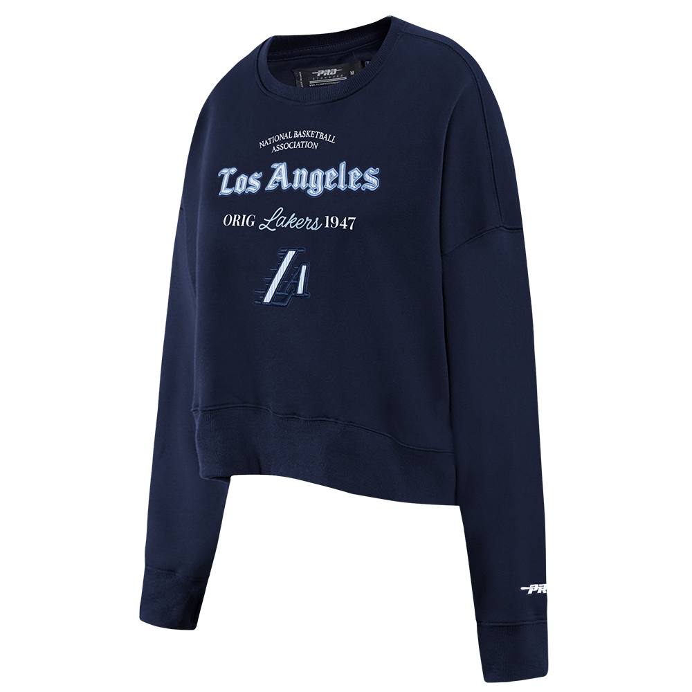 NBA LOS ANGELES LAKERS COUNTRY CLUB WOMEN'S DOUBLE KNIT CREWNECK (MIDNIGHT NAVY)