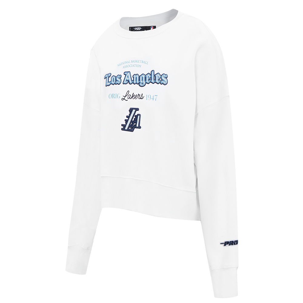 NBA LOS ANGELES LAKERS COUNTRY CLUB WOMEN'S DOUBLE KNIT CREWNECK (WHITE)