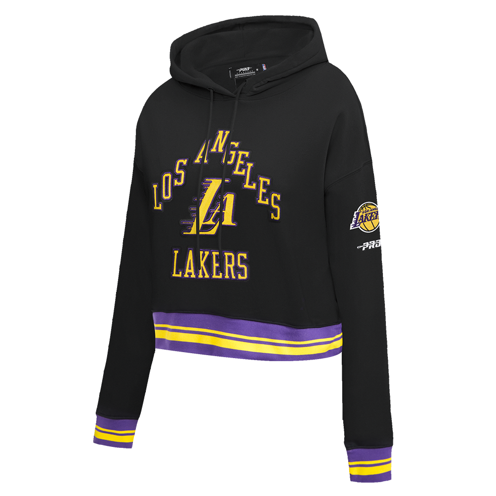 NBA LOS ANGELES LAKERS CITY EDITION 25-26 WOMEN'S RIB FLC CROPPED PO HOODIE (BLACK/PURPLE)