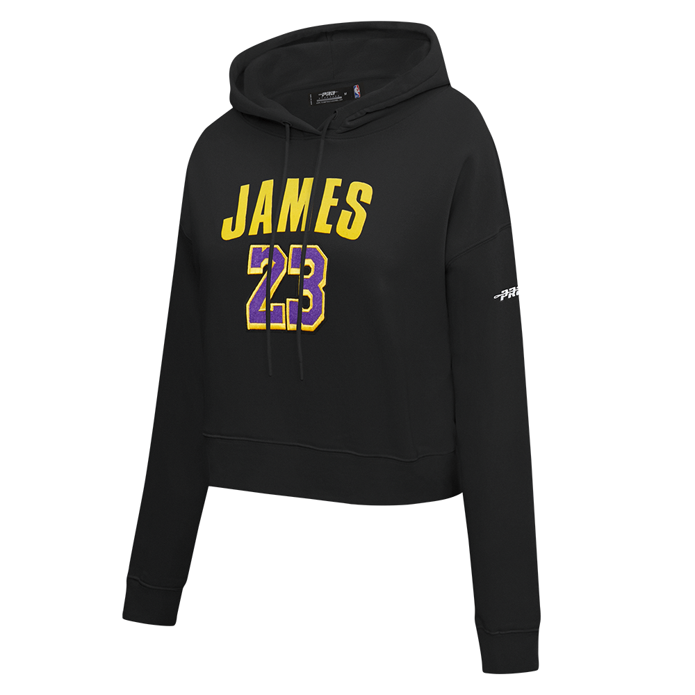NBA LOS ANGELES LAKERS LEBRON JAMES #23 CLASSIC PNN WOMEN'S FLC CROPPE (BLACK)