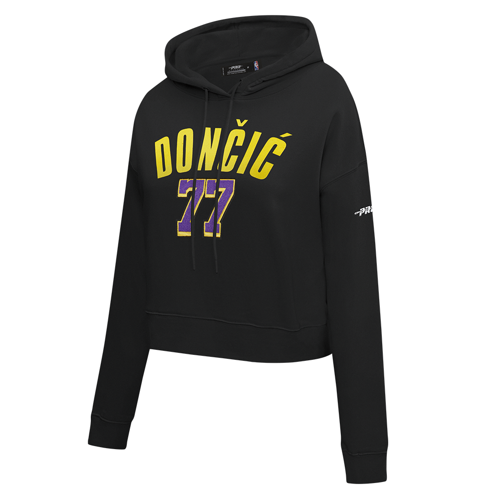 NBA LOS ANGELES LAKERS LUKA DONCIC #77 CLASSIC PNN WOMEN'S FLC CROPPED (BLACK)
