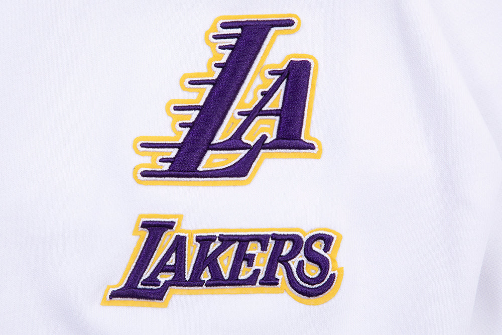 LOS ANGELES LAKERS CLASSIC FLC CROPPED PO HOODIE (WHITE) – Pro Standard