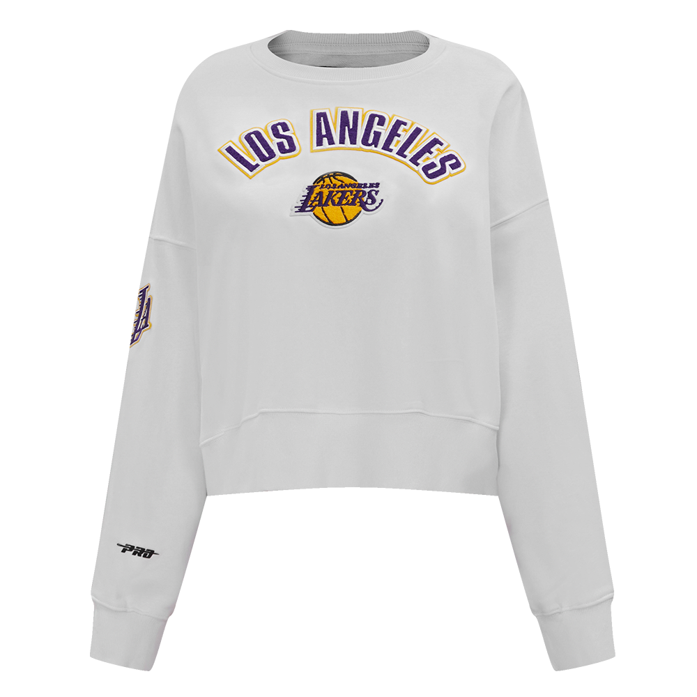 Los Angeles Lakers Jersey Wordmark Crew Sweatshirt - Yellow - Throwback