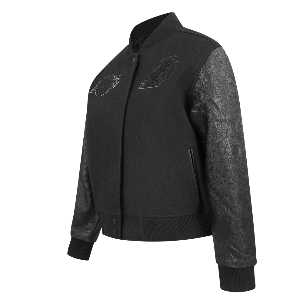 NBA LOS ANGELES LAKERS CLASSIC 3BK WOMEN'S WOOL VARSITY JACKET (JET BLACK)