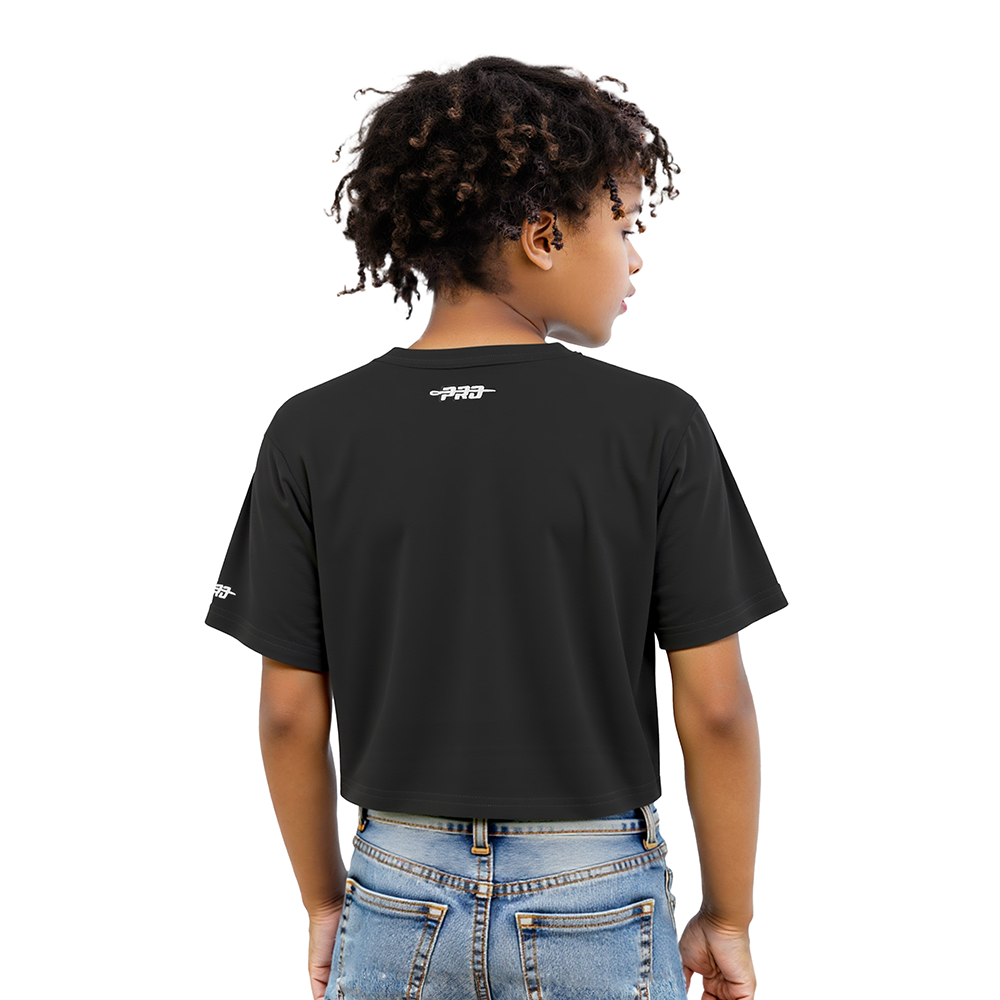 NBA LOS ANGELES LAKERS RETRO CLASSIC LITTLE GIRLS SHORT SLEEVE BOXY TEE (BLACK)