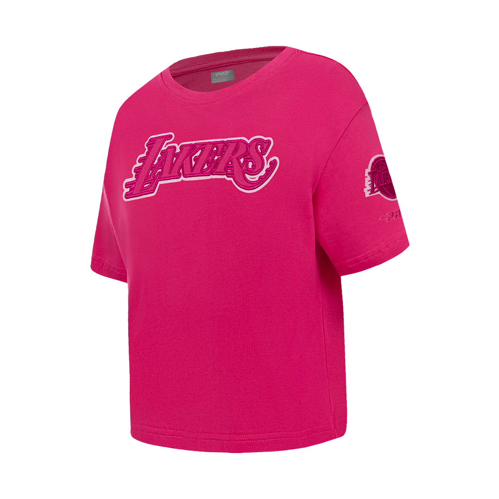 NBA LOS ANGELES LAKERS TRIPLE PINK LITTLE GIRLS SHORT SLEEVE BOXY TEE (BEETROOT PURPLE)