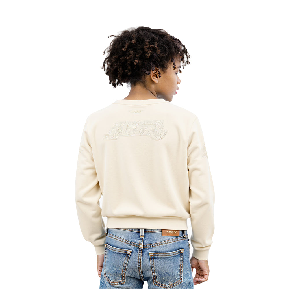 NBA LOS ANGELES LAKERS NEUTRAL LITTLE GIRLS FLEECE CREWNECK (EGGSHELL)