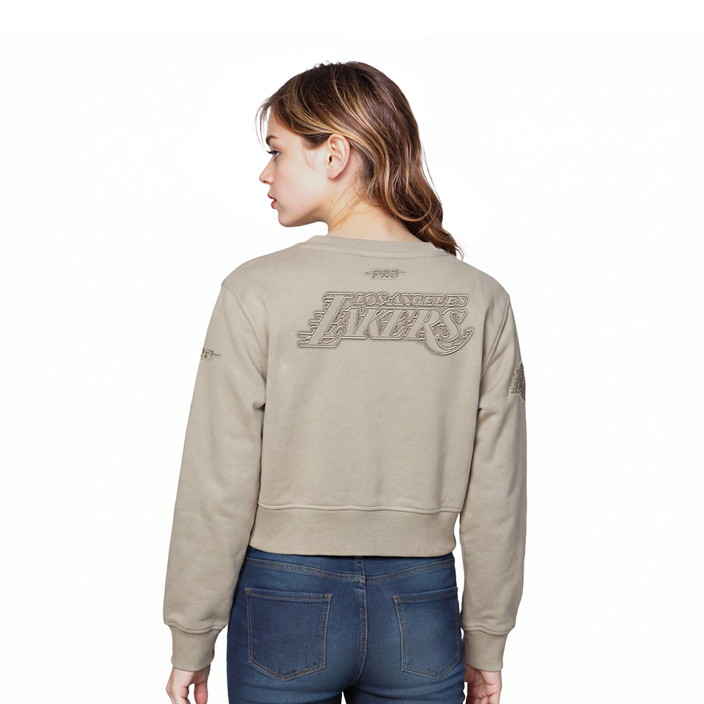 NBA LOS ANGELES LAKERS NEUTRAL LITTLE GIRLS FLEECE CREWNECK (TAUPE)