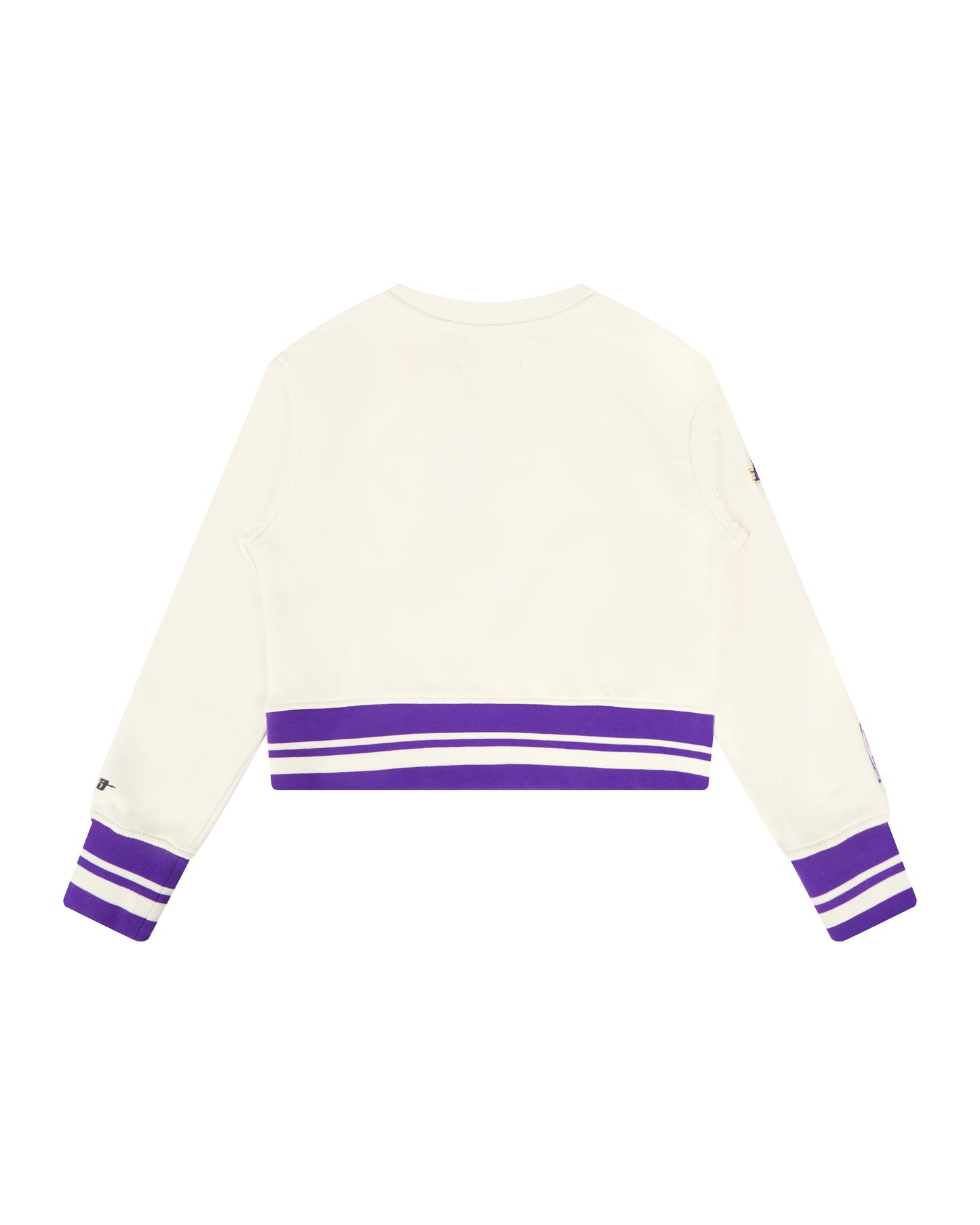 NBA LOS ANGELES LAKERS RETRO CLASSIC LITTLE GIRLS  RIB FLEECE CREWNECK (EGGSHELL/ PURPLE)