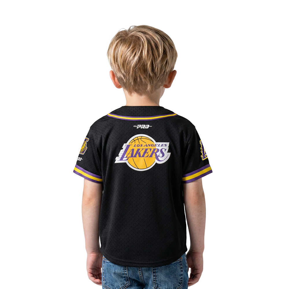 NBA LOS ANGELES LAKERS CLASSIC TODDLER BOYS MESH BUTTON DOWN SHIRT (BLACK/PURPLE)