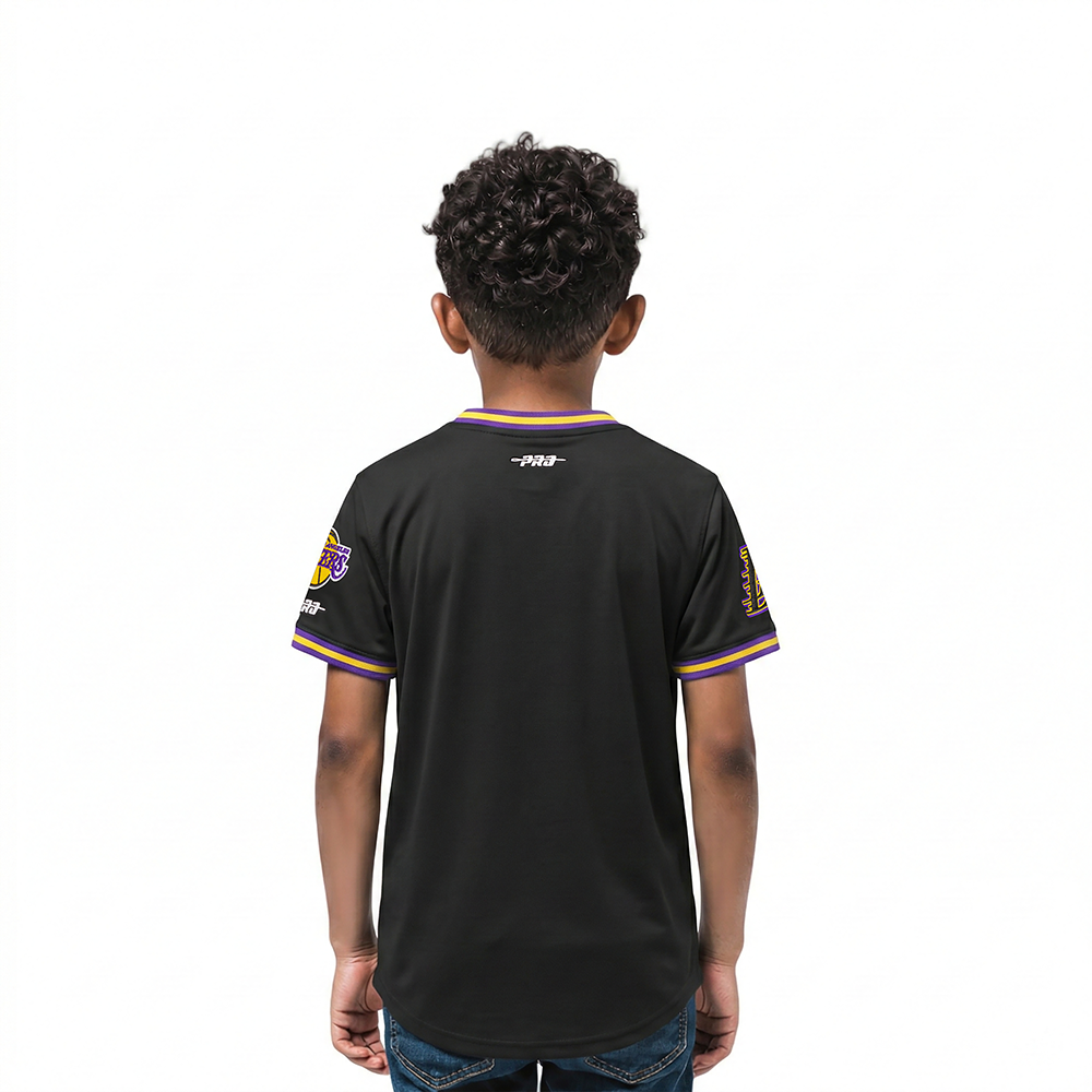NBA LOS ANGELES LAKERS CLASSIC TODDLER BOYS SHORT SLEEVE STRIPED RIB TEE (BLACK/PURPLE)