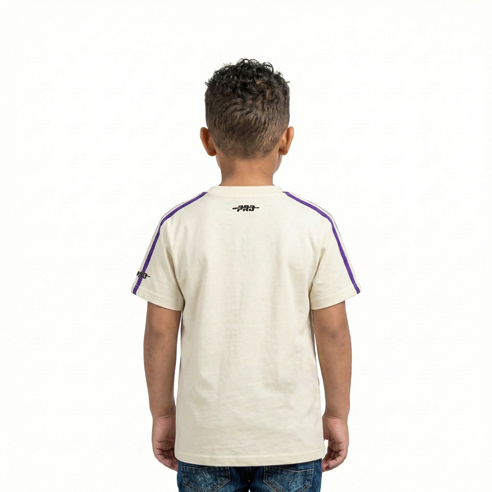 NBA LOS ANGELES LAKERS RETRO CLASSIC TODDLER BOYS SHORT SLEEVE TAPING TEE (EGGSHELL/ PURPLE)