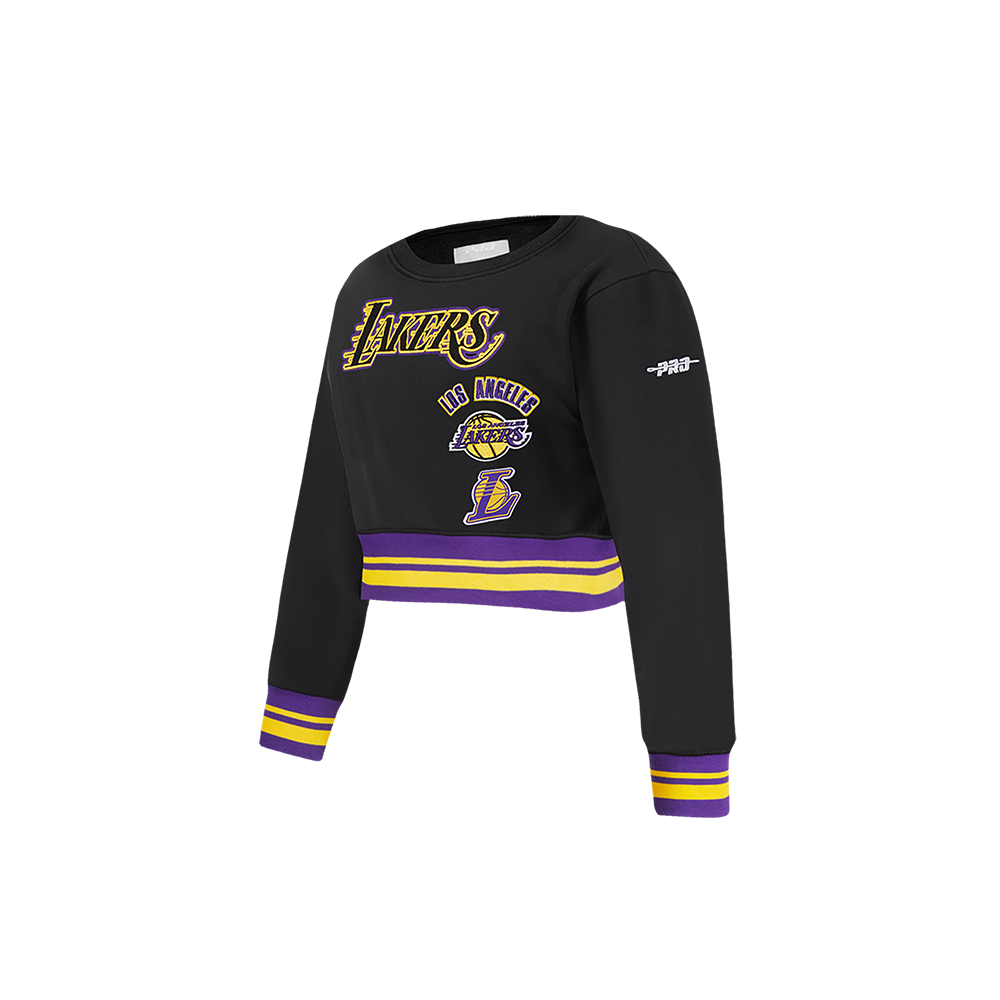 NBA LOS ANGELES LAKERS RETRO CLASSIC TODDLER GIRLS RIB FLEECE CREWNECK (BLACK/PURPLE)