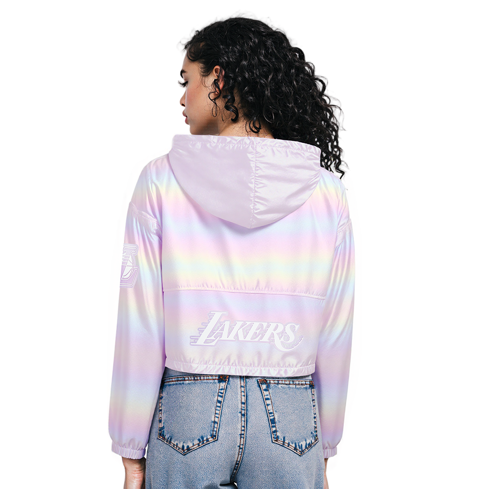 NBA LOS ANGELES LAKERS HOLOGRAM WOMEN'S 1/2 ZIP WIND JACKET (IRIDESCENT)