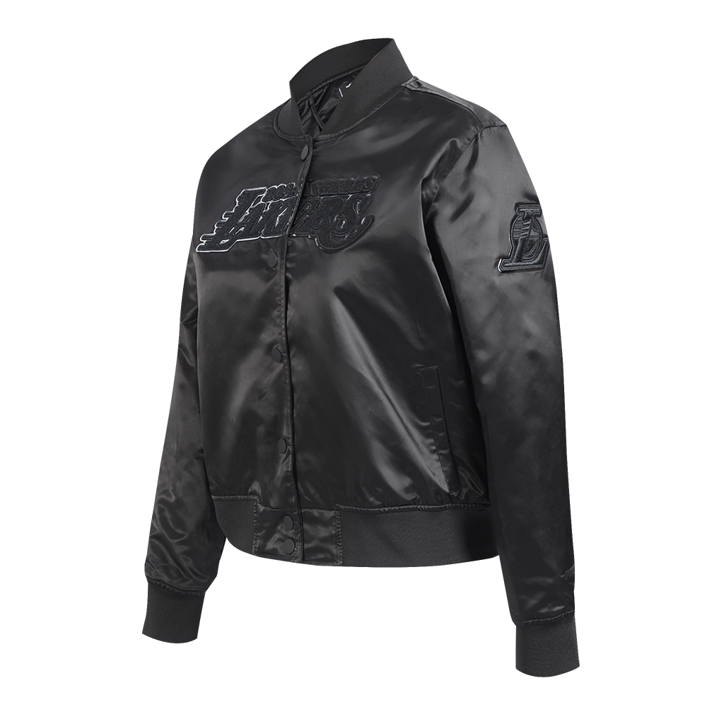 NBA LOS ANGELES LAKERS CLASSIC 3BK WOMEN'S SATIN JACKET (BLACK)
