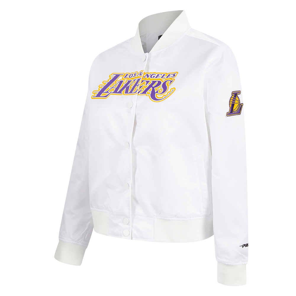 NBA LOS ANGELES LAKERS CLASSIC WOMEN'S SATIN JACKET (WHITE)