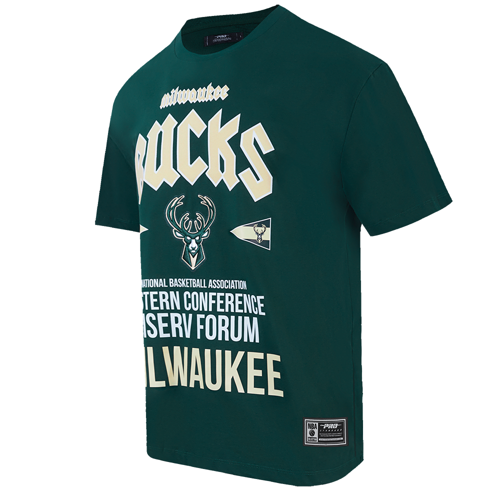 NBA MILWAUKEE BUCKS CITY TOUR COTTON JERSEY MEN'S DROP SHOULDER TEE (FOREST GREEN)