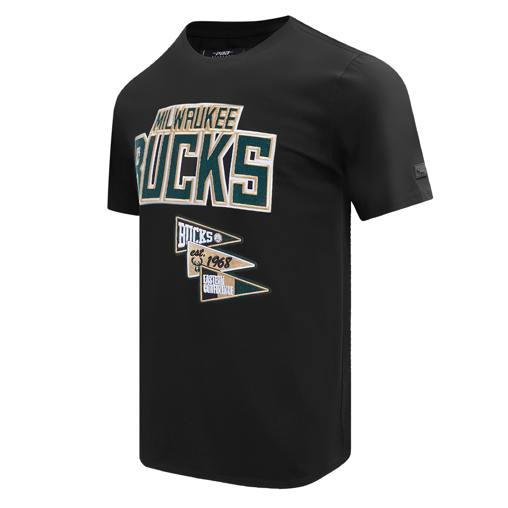 NBA MILWAUKEE BUCKS TEAM PENNATS MEN'S WORDMARK SJ TEE (BLACK)