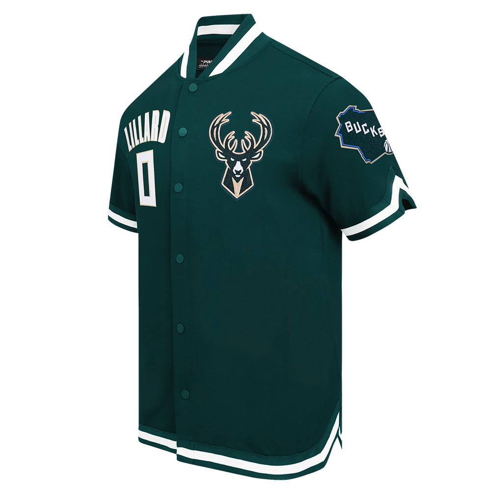 NBA MILWAUKEE BUCKS DAMIAN LILLARD #0 CLASSIC MEN'S WARM UP JACKET (FOREST GREEN)