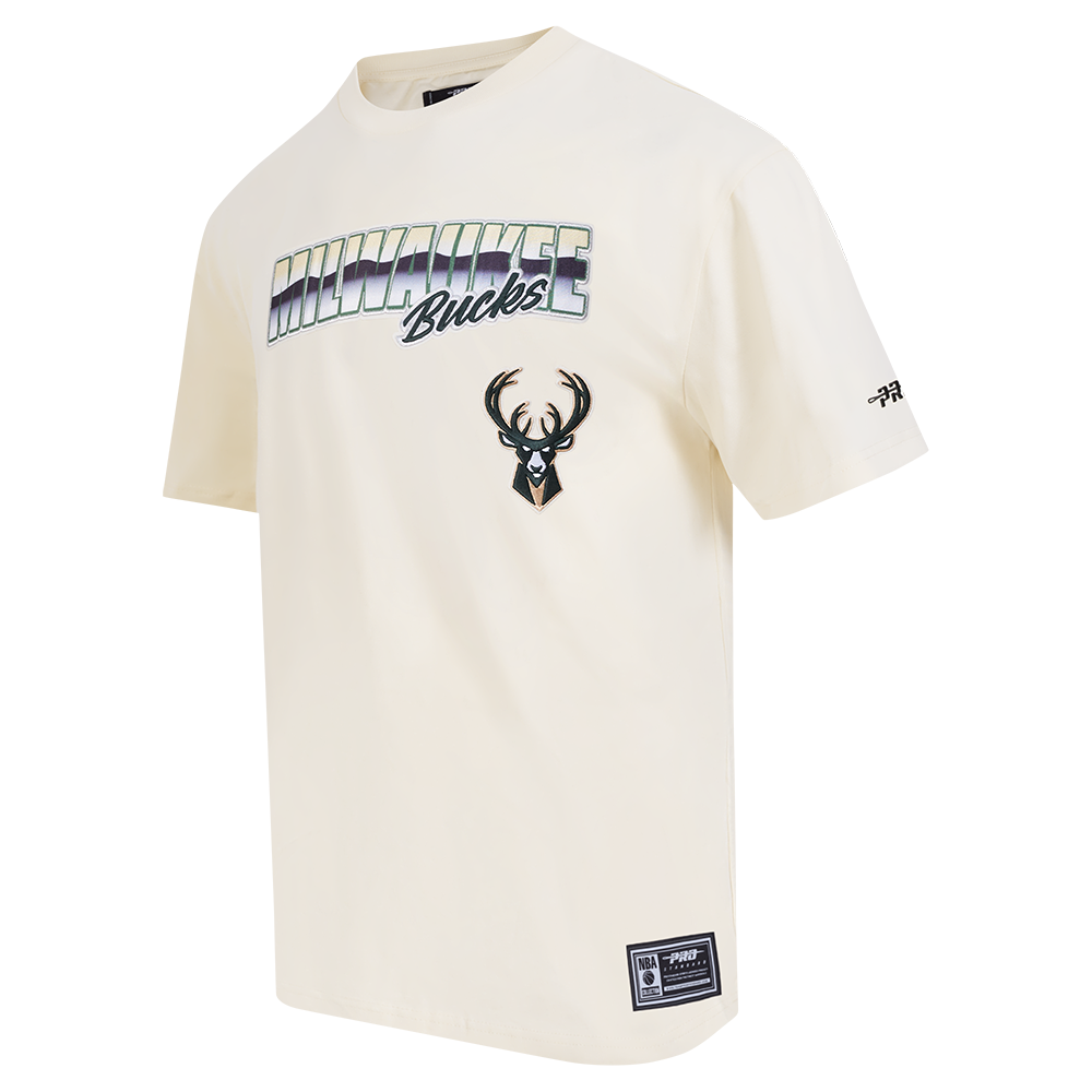 NBA MILWAUKEE BUCKS CHROME MEN'S CJ DROP SHOULDER TEE (EGGSHELL)