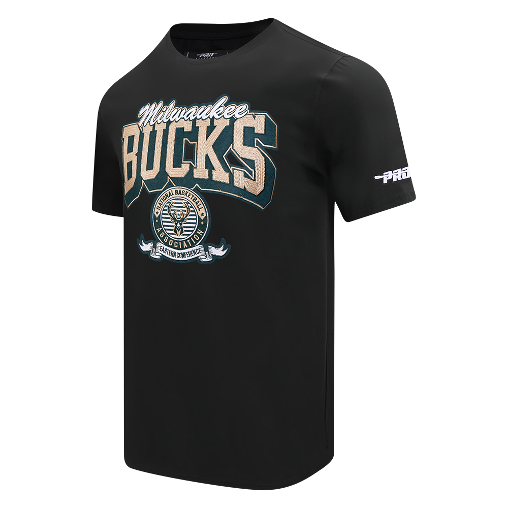 NBA MILWAUKEE BUCKS TEAM BADGE MEN'S WM SJ TEE (BLACK)