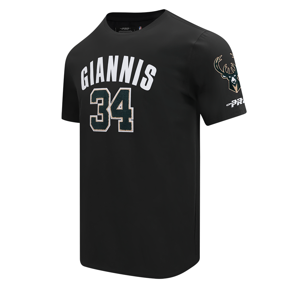 NBA MILWAUKEE BUCKS Giannis Antetokounmpo #34 CLASSIC PNN MEN'S SJ T (BLACK)