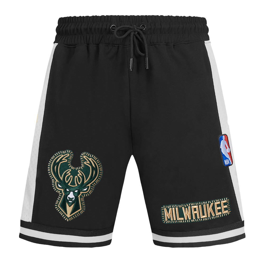 NBA MEN'SILWAUKEE BUCKS DIY PICK STITCH MEN'S DOUBLE KNIT 2.0 SHORT (BLACK)