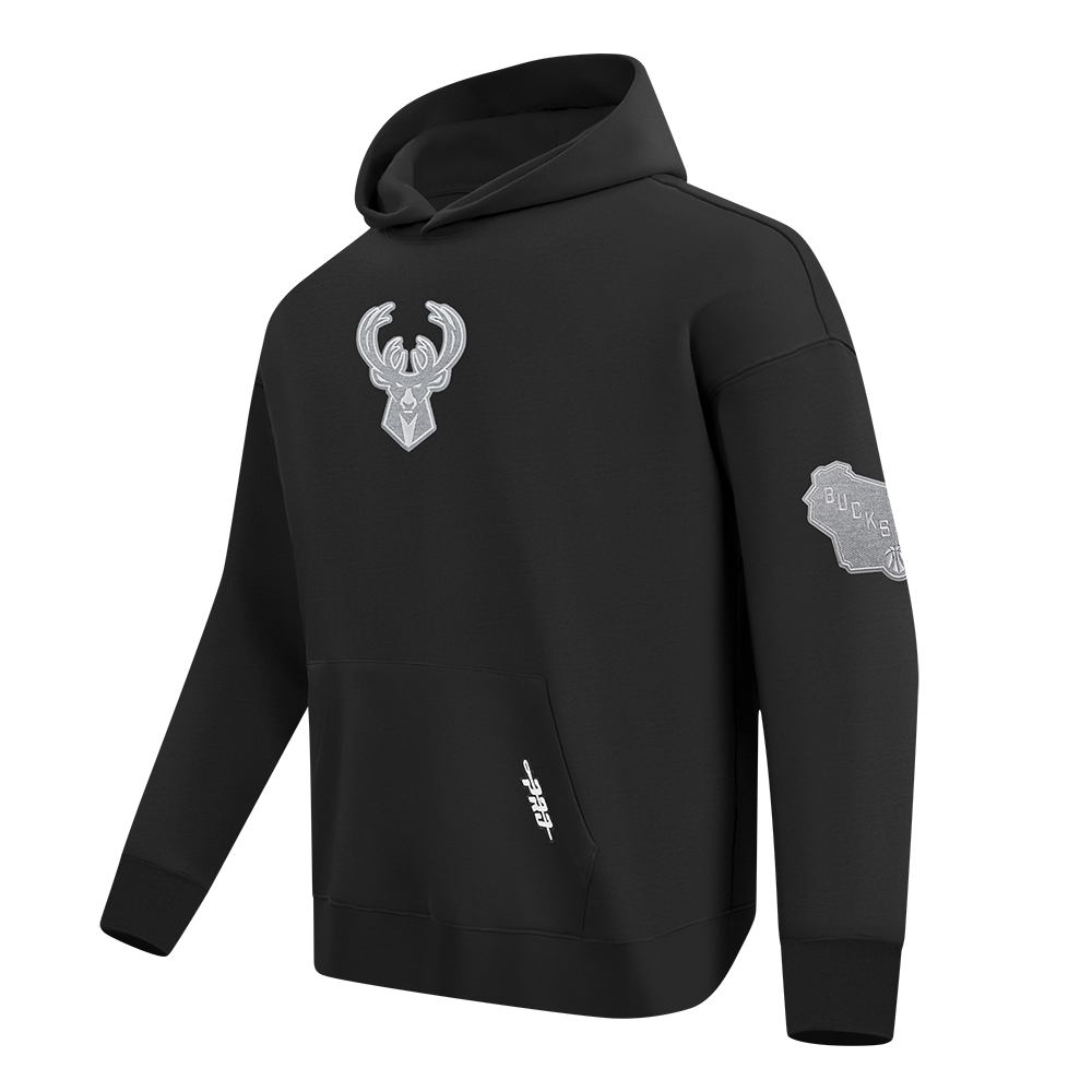 NBA MILWAUKEE BUCKS REVERSE FRENCH TERRY MEN'S DROP SHOULDER FLC PO (BLACK)