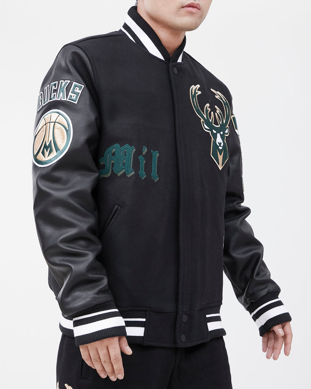 Milwaukee Bucks Fleece Leather Jacket