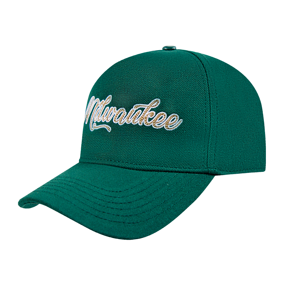 NBA MILWAUKEE BUCKS CITY SIGNATURE MEN'S PINCH FRONT SNAPBACK HAT (FOREST GREEN)