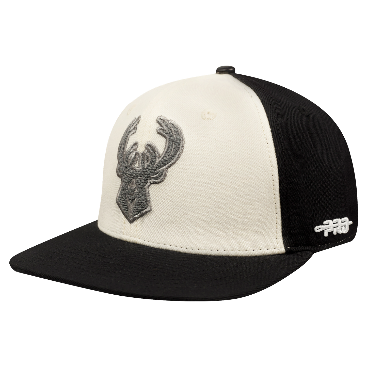 NBA MILWAUKEE BUCKS REVERSE FRENCH TERRY PINCH FRONT SNAPBACK HAT (EGGSHELL/ BLACK)