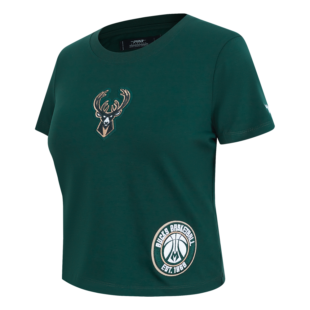 NBA MILWAUKEE BUCKS GAME DAY CLASSICS WOMEN'S SJ BABY DOLL TEE (FOREST GREEN)