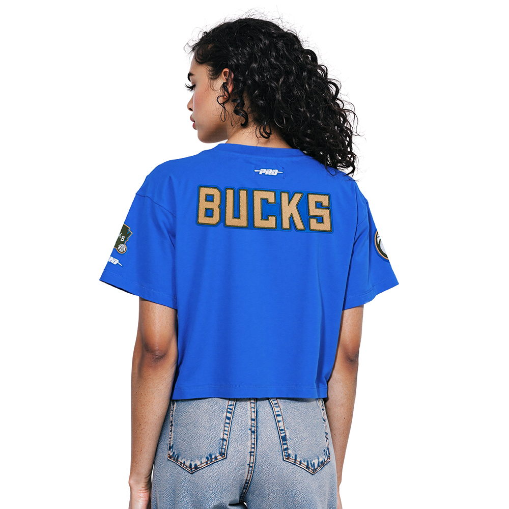 NBA MILWAUKEE BUCKS CITY EDITION 24-25 WOMEN'S SINGLE JERSEY BOXY TEE (ROYAL BLUE)