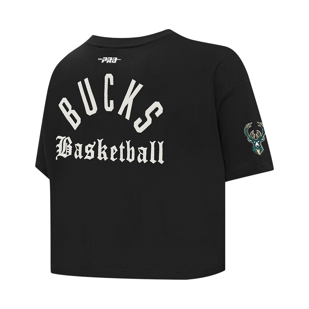 NBA MILWAUKEE BUCKS MODERN ORIGINALS WOMEN'S SJ BOXY TEE (BLACK)