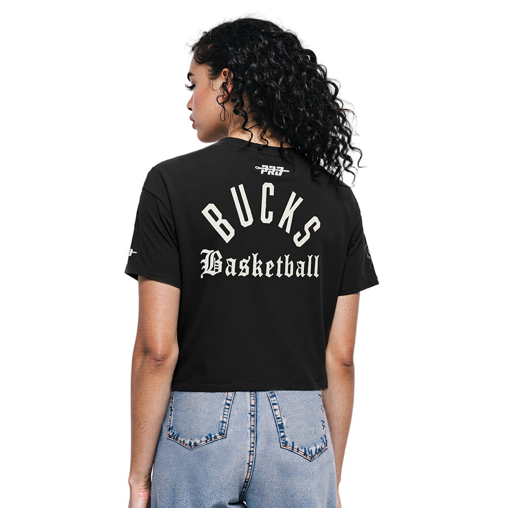 NBA MILWAUKEE BUCKS MODERN ORIGINALS WOMEN'S SJ BOXY TEE (BLACK)