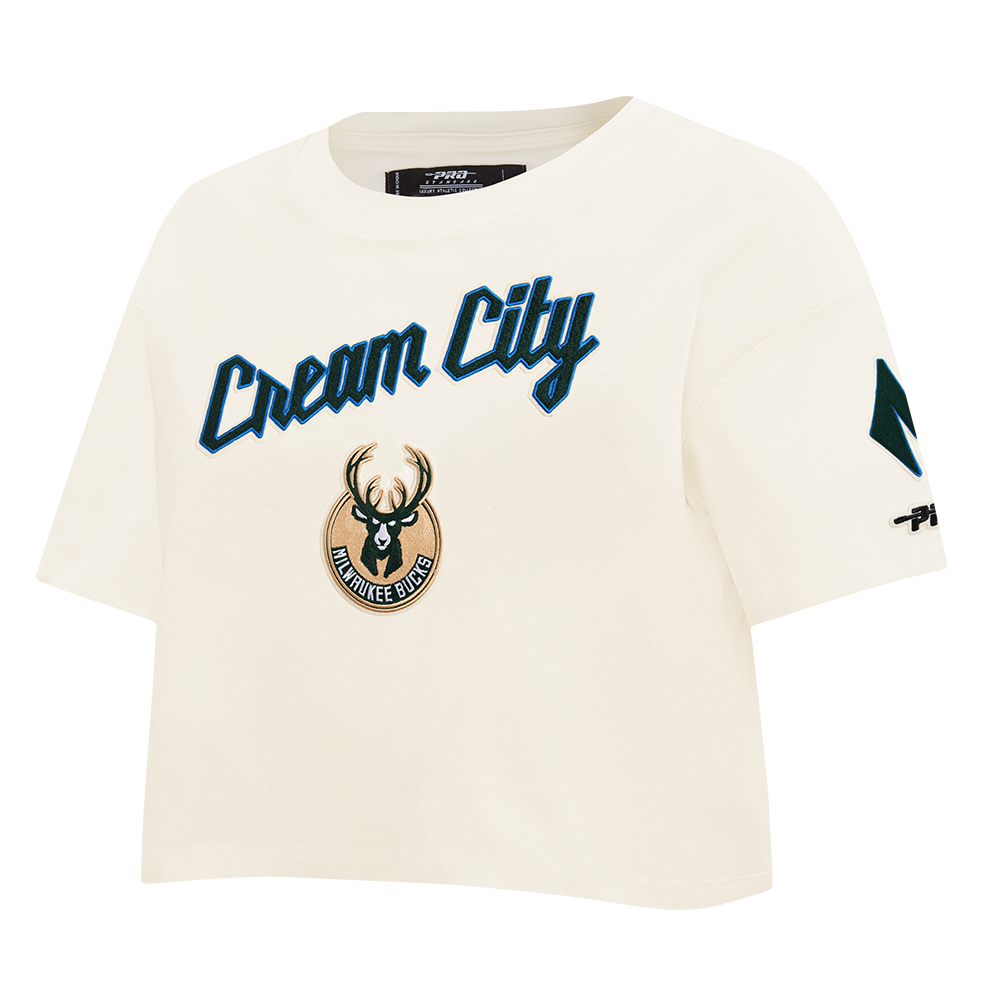 NBA MILWAUKEE BUCKS CITY EDITION 25-26 WOMEN'S SJ BOXY TEE (EGGSHELL)