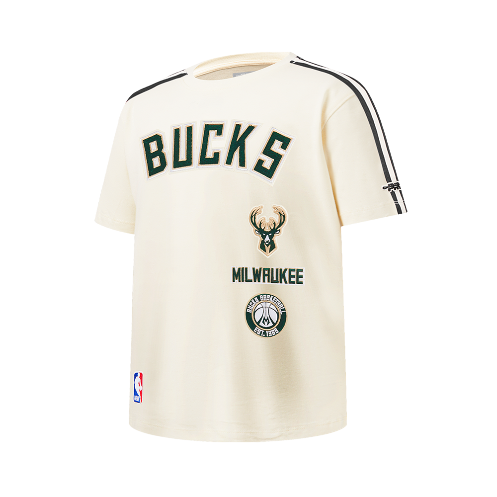 NBA MILWAUKEE BUCKS RETRO CLASSIC BIG BOY'S SS TAPING TEE (EGGSHELL/ BLACK)
