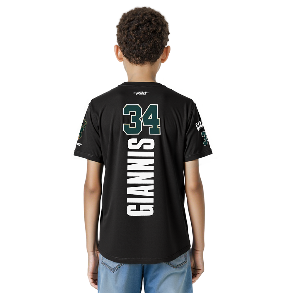 NBA MILWAUKEE BUCKS GIANNIS ANTETOKOUNMPO #34 CLASSIC PNN BIG BOY'S SS (BLACK)