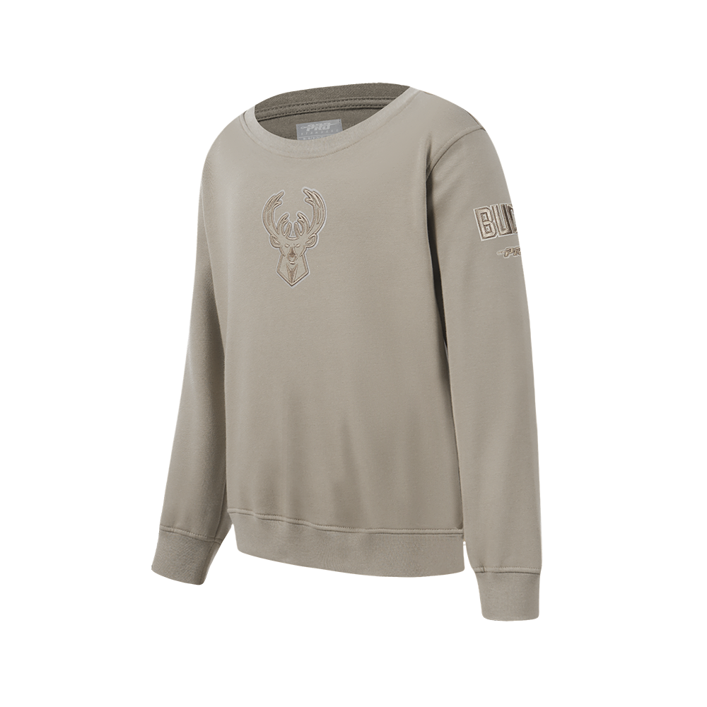 NBA MILWAUKEE BUCKS NEUTRAL BIG BOYS FLC CREWNECK (TAUPE)