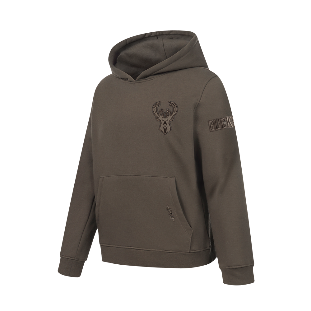 NBA MILWAUKEE BUCKS NEUTRAL BIG BOYS FLC PO HOODIE (DARK TAUPE)