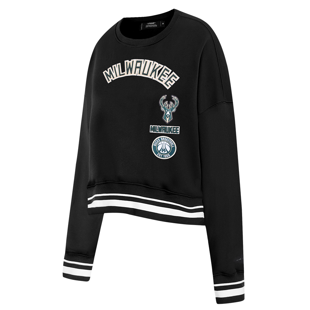 NBA MILWAUKEE BUCKS RETRO CLASSIC WOMEN'S CREWNECK (BLACK)